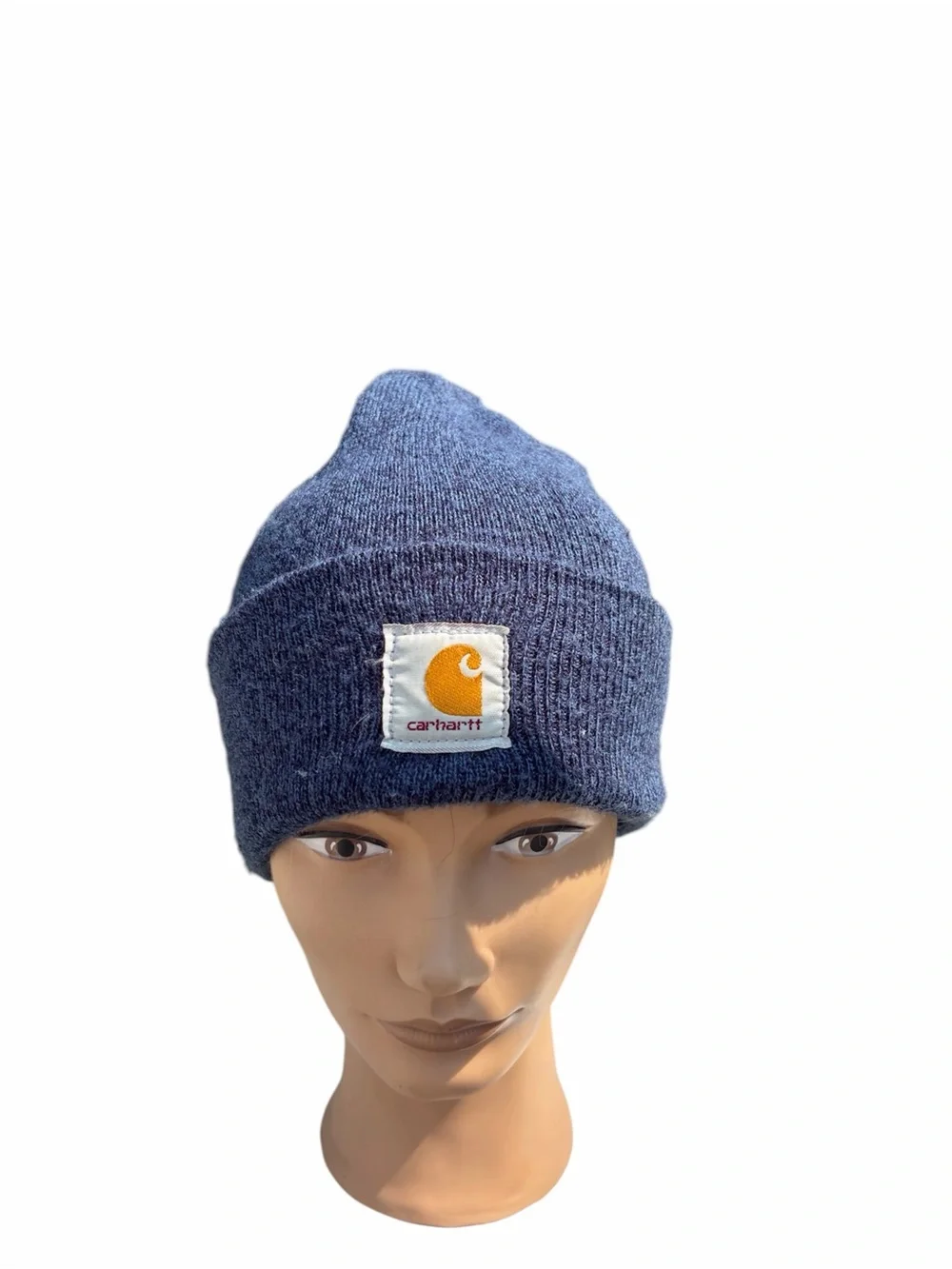 Carhartt blue speckled fold over beanie hat unisex